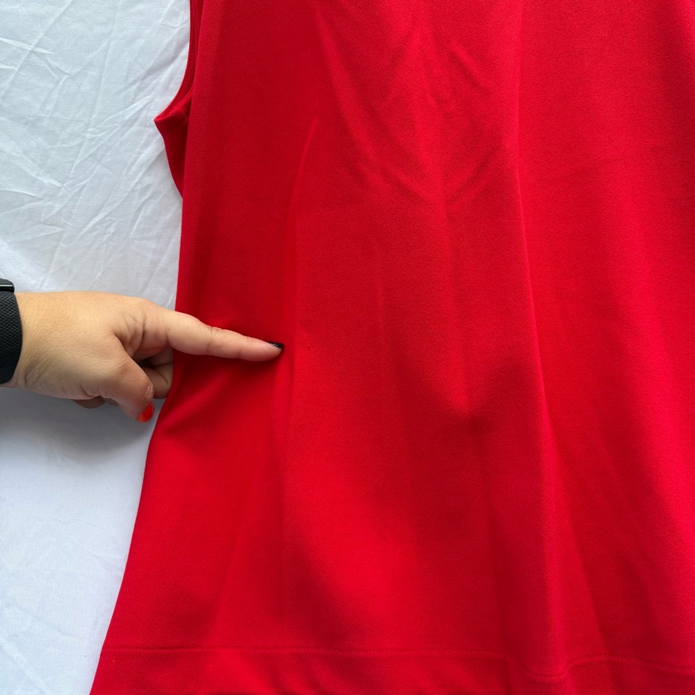 Ann Taylor Red Sleeveless Ruffle Back Keyhole Tie Holiday Party Top Size Small - Picture 6 of 7